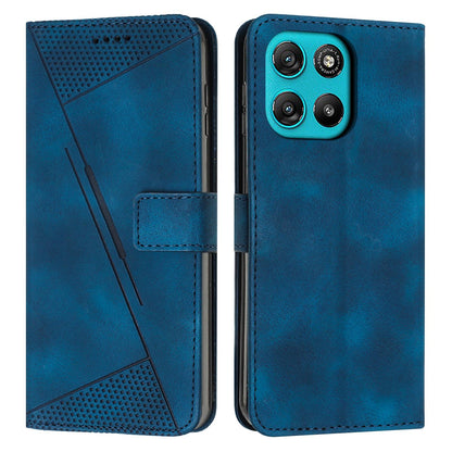 Motorola Moto G67 Power Dream Triangle Leather Wallet Phone Case with Lanyard, Card Slot, Cash Compartment, Foldable Kickstand, Shockproof PU TPU Protective Cover