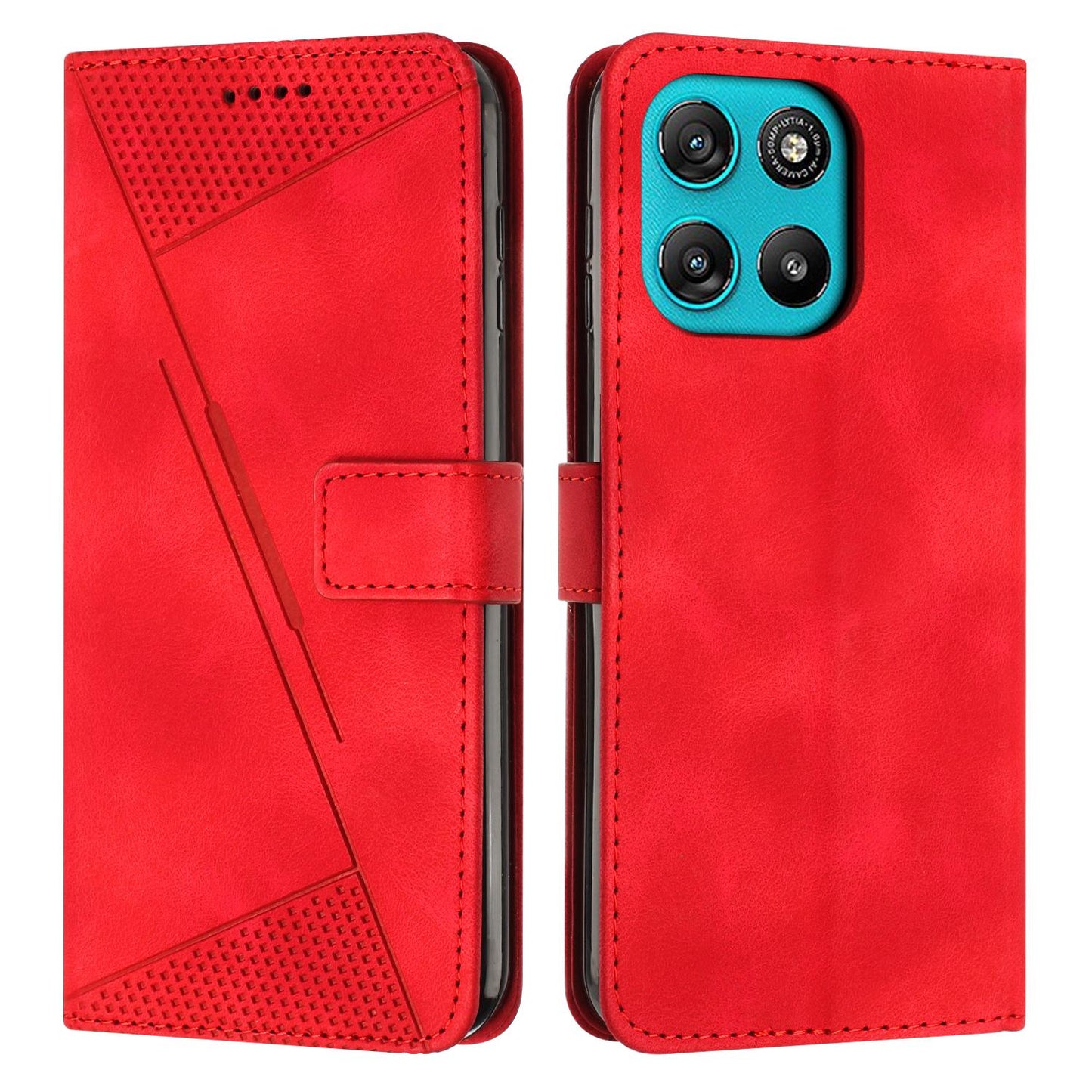 Motorola Moto G57 Power Dream Triangle Leather Wallet Phone Case with Lanyard, Card Slot, Cash Compartment, Foldable Kickstand, Shockproof PU TPU Protective Cover