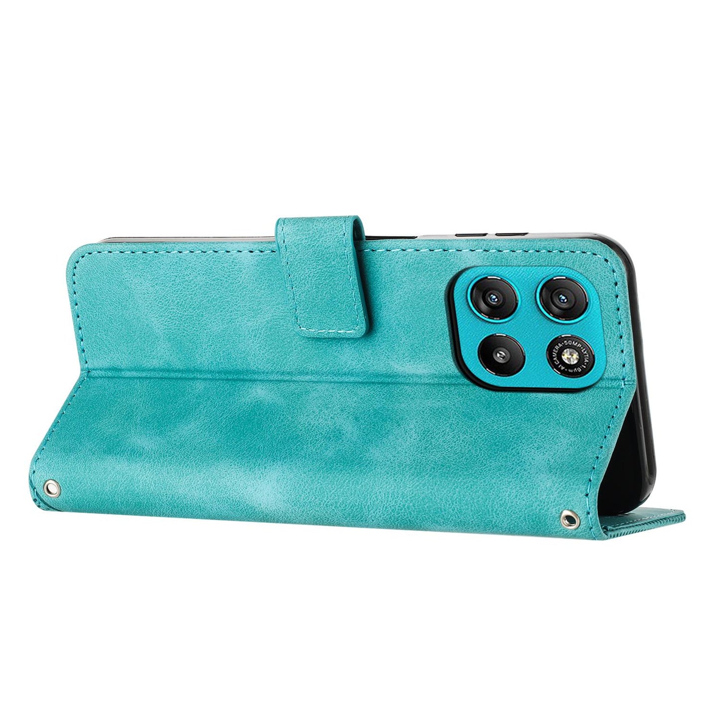 Motorola Moto G57 Power Dream Triangle Leather Wallet Phone Case with Lanyard, Card Slot, Cash Compartment, Foldable Kickstand, Shockproof PU TPU Protective Cover