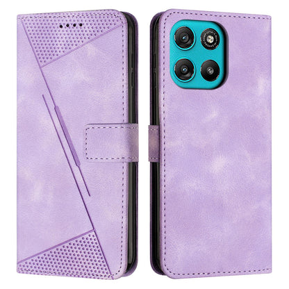 Motorola Moto G57 Power Dream Triangle Leather Wallet Phone Case with Lanyard, Card Slot, Cash Compartment, Foldable Kickstand, Shockproof PU TPU Protective Cover
