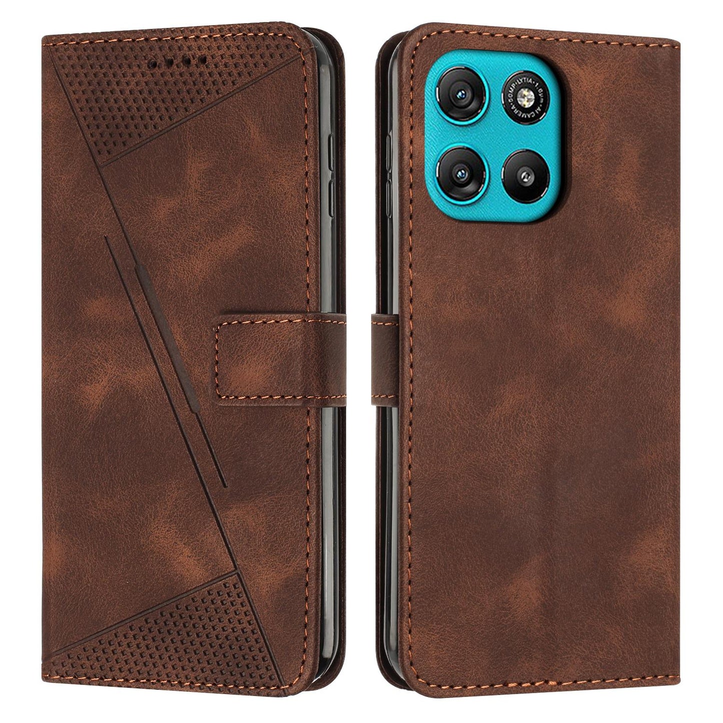 Motorola Moto G57 Power Dream Triangle Leather Wallet Phone Case with Lanyard, Card Slot, Cash Compartment, Foldable Kickstand, Shockproof PU TPU Protective Cover