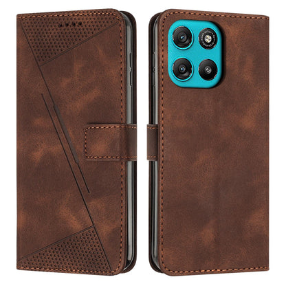 Motorola Moto G57 Power Dream Triangle Leather Wallet Phone Case with Lanyard, Card Slot, Cash Compartment, Foldable Kickstand, Shockproof PU TPU Protective Cover