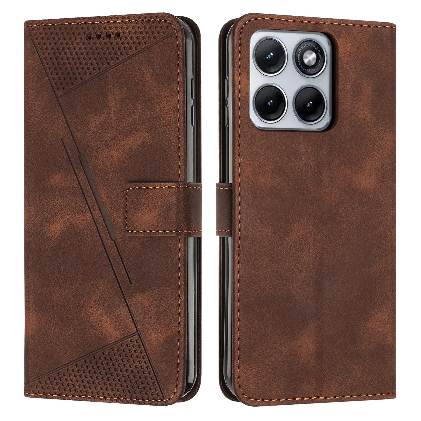 Motorola Edge 70 Fusion 5G Dream Triangle Leather Wallet Phone Case with Lanyard, Card Slot, Cash Compartment, Foldable Kickstand, Shockproof PU TPU Protective Cover