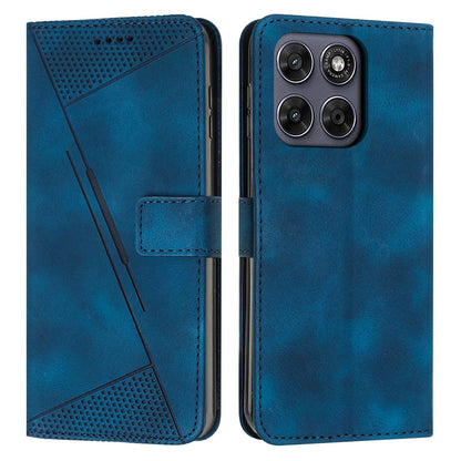 Motorola Moto G67 Dream Triangle Leather Wallet Phone Case with Lanyard, Card Slot, Cash Compartment, Foldable Kickstand, Shockproof PU TPU Protective Cover