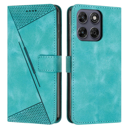 Motorola Moto G77 5G Dream Triangle Leather Wallet Phone Case with Lanyard, Card Slot, Cash Compartment, Foldable Kickstand, Shockproof PU TPU Protective Cover
