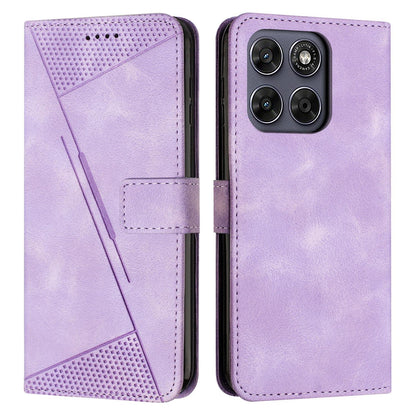 Motorola Moto G67 Dream Triangle Leather Wallet Phone Case with Lanyard, Card Slot, Cash Compartment, Foldable Kickstand, Shockproof PU TPU Protective Cover