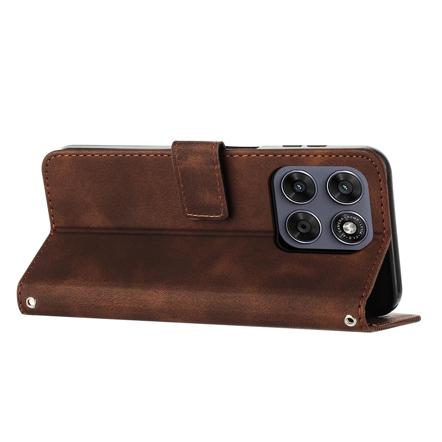 Motorola Moto G77 5G Dream Triangle Leather Wallet Phone Case with Lanyard, Card Slot, Cash Compartment, Foldable Kickstand, Shockproof PU TPU Protective Cover