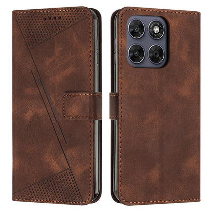 Motorola Moto G77 5G Dream Triangle Leather Wallet Phone Case with Lanyard, Card Slot, Cash Compartment, Foldable Kickstand, Shockproof PU TPU Protective Cover