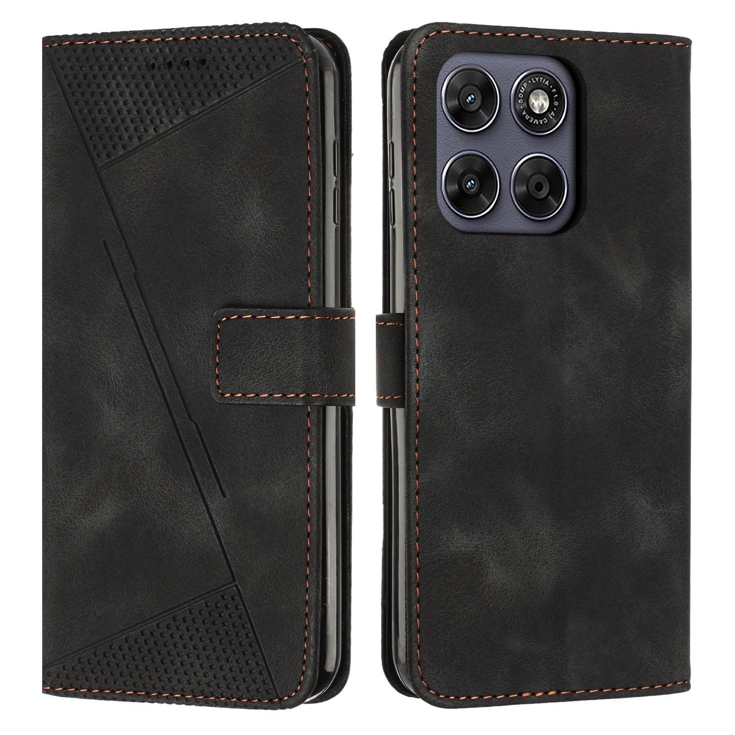 Motorola Moto G77 5G Dream Triangle Leather Wallet Phone Case with Lanyard, Card Slot, Cash Compartment, Foldable Kickstand, Shockproof PU TPU Protective Cover