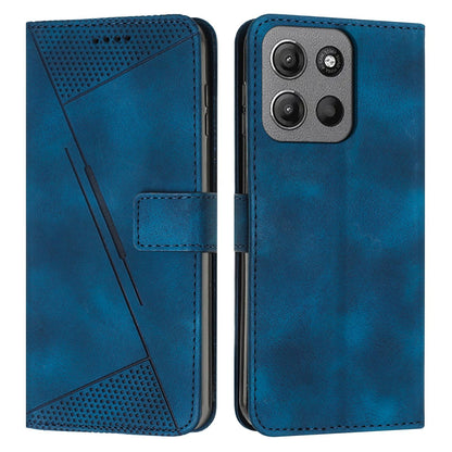 Motorola Moto G17 Dream Triangle Leather Wallet Phone Case with Lanyard, Card Slot, Cash Compartment, Foldable Kickstand, Shockproof PU TPU Protective Cover