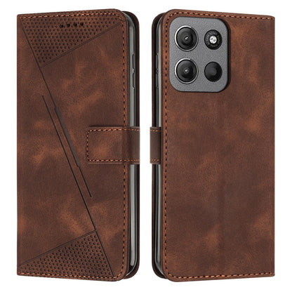 Motorola Moto G17 Dream Triangle Leather Wallet Phone Case with Lanyard, Card Slot, Cash Compartment, Foldable Kickstand, Shockproof PU TPU Protective Cover