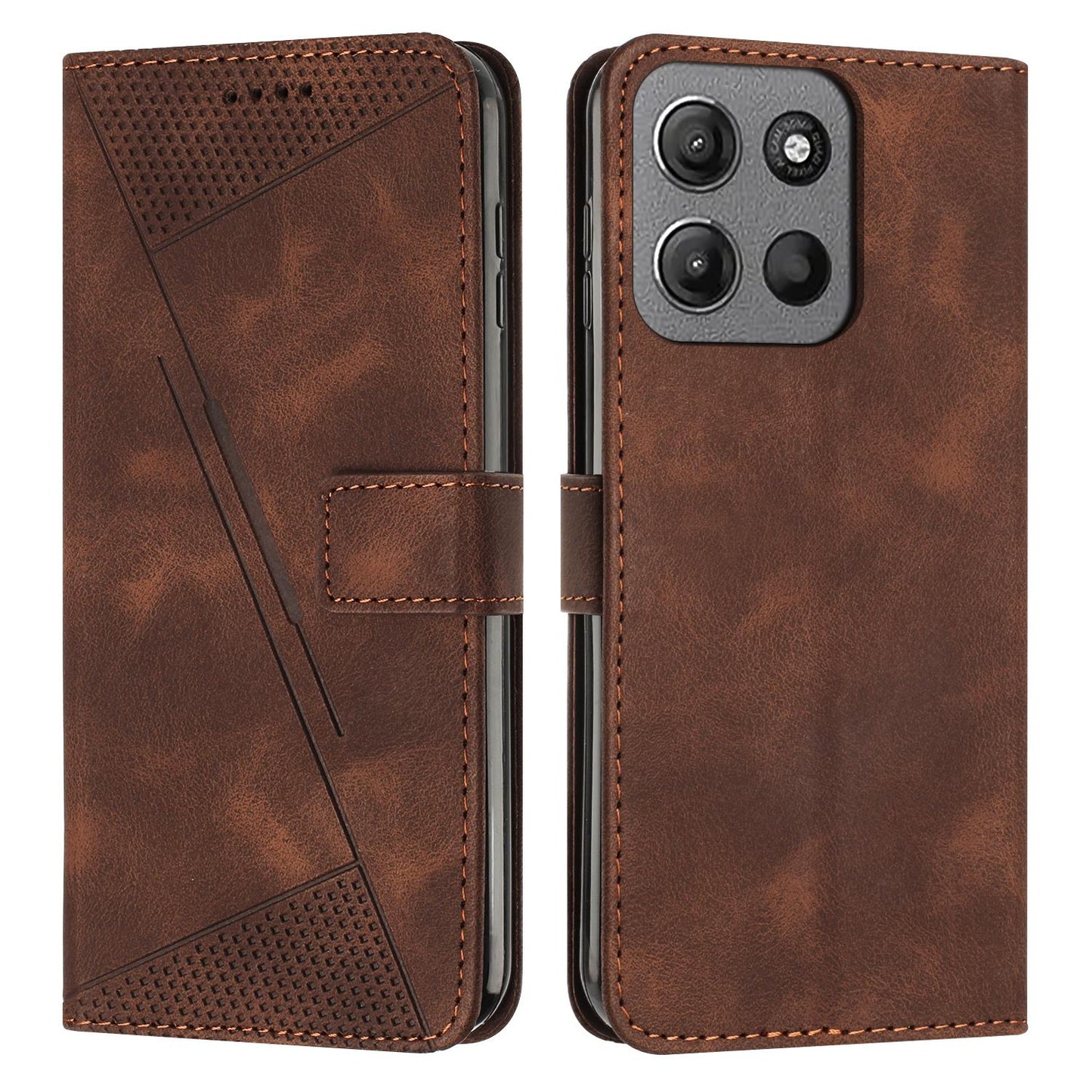 Motorola Moto G17 Power 4G Dream Triangle Leather Wallet Phone Case with Lanyard, Card Slot, Cash Compartment, Foldable Kickstand, Shockproof PU TPU Protective Cover