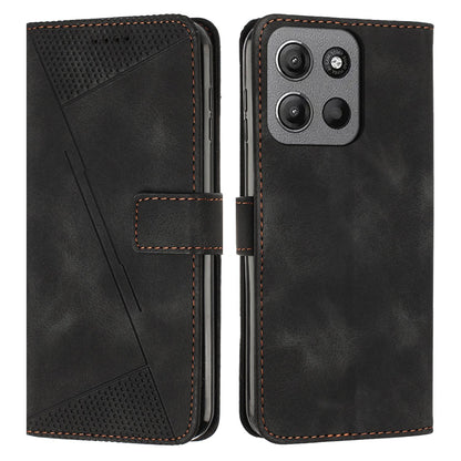 Motorola Moto G17 Power 4G Dream Triangle Leather Wallet Phone Case with Lanyard, Card Slot, Cash Compartment, Foldable Kickstand, Shockproof PU TPU Protective Cover