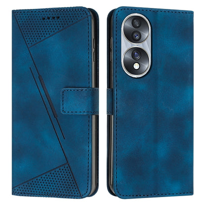 Honor 70 Dream Triangle Leather Wallet Phone Case with Lanyard, Card Slot, Cash Compartment, Foldable Kickstand, Shockproof PU TPU Protective Cover