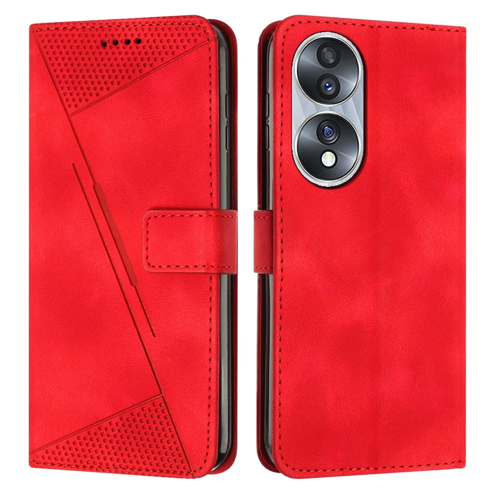 Honor 70 Dream Triangle Leather Wallet Phone Case with Lanyard, Card Slot, Cash Compartment, Foldable Kickstand, Shockproof PU TPU Protective Cover