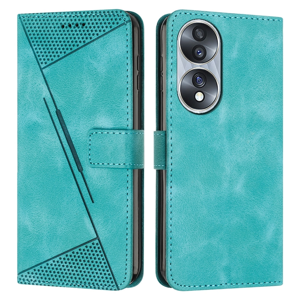 Honor 70 Dream Triangle Leather Wallet Phone Case with Lanyard, Card Slot, Cash Compartment, Foldable Kickstand, Shockproof PU TPU Protective Cover
