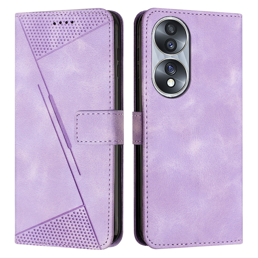 Honor 70 Dream Triangle Leather Wallet Phone Case with Lanyard, Card Slot, Cash Compartment, Foldable Kickstand, Shockproof PU TPU Protective Cover