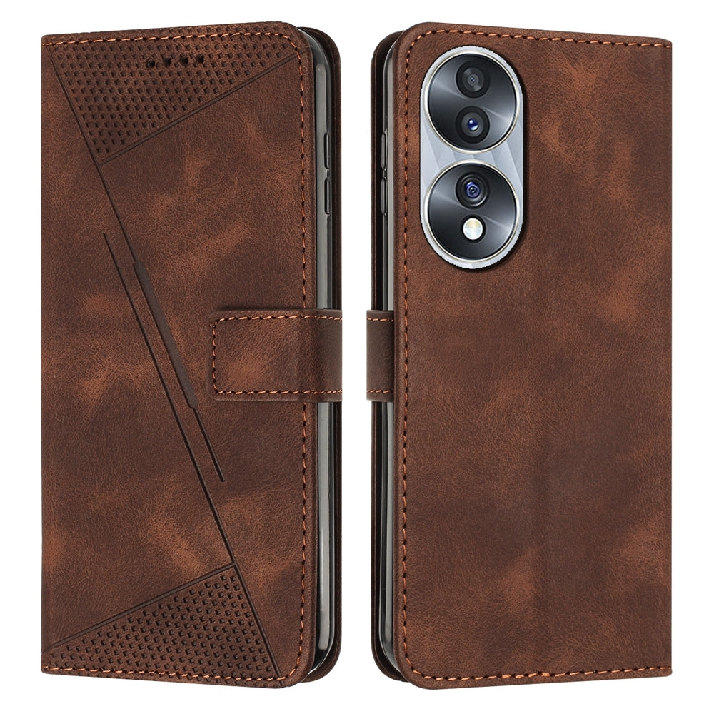 Honor 70 Dream Triangle Leather Wallet Phone Case with Lanyard, Card Slot, Cash Compartment, Foldable Kickstand, Shockproof PU TPU Protective Cover