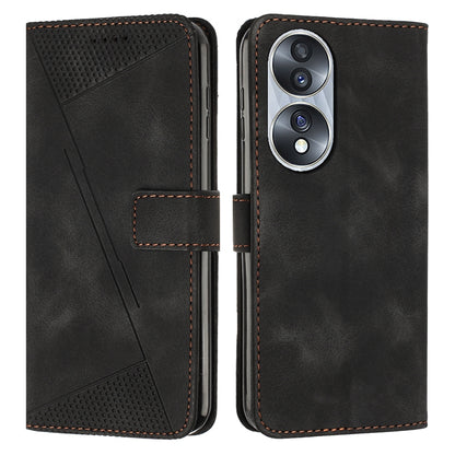 Honor 70 Dream Triangle Leather Wallet Phone Case with Lanyard, Card Slot, Cash Compartment, Foldable Kickstand, Shockproof PU TPU Protective Cover
