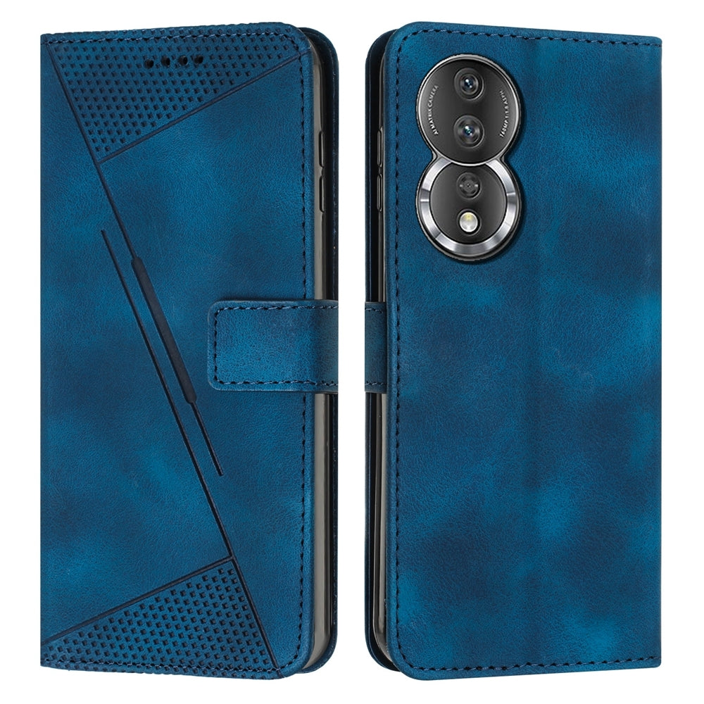 Honor 80 Dream Triangle Leather Wallet Phone Case with Lanyard, Card Slot, Cash Compartment, Foldable Kickstand, Shockproof PU TPU Protective Cover