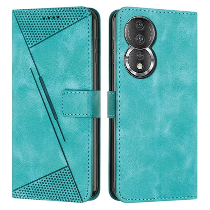 Honor 80 Dream Triangle Leather Wallet Phone Case with Lanyard, Card Slot, Cash Compartment, Foldable Kickstand, Shockproof PU TPU Protective Cover