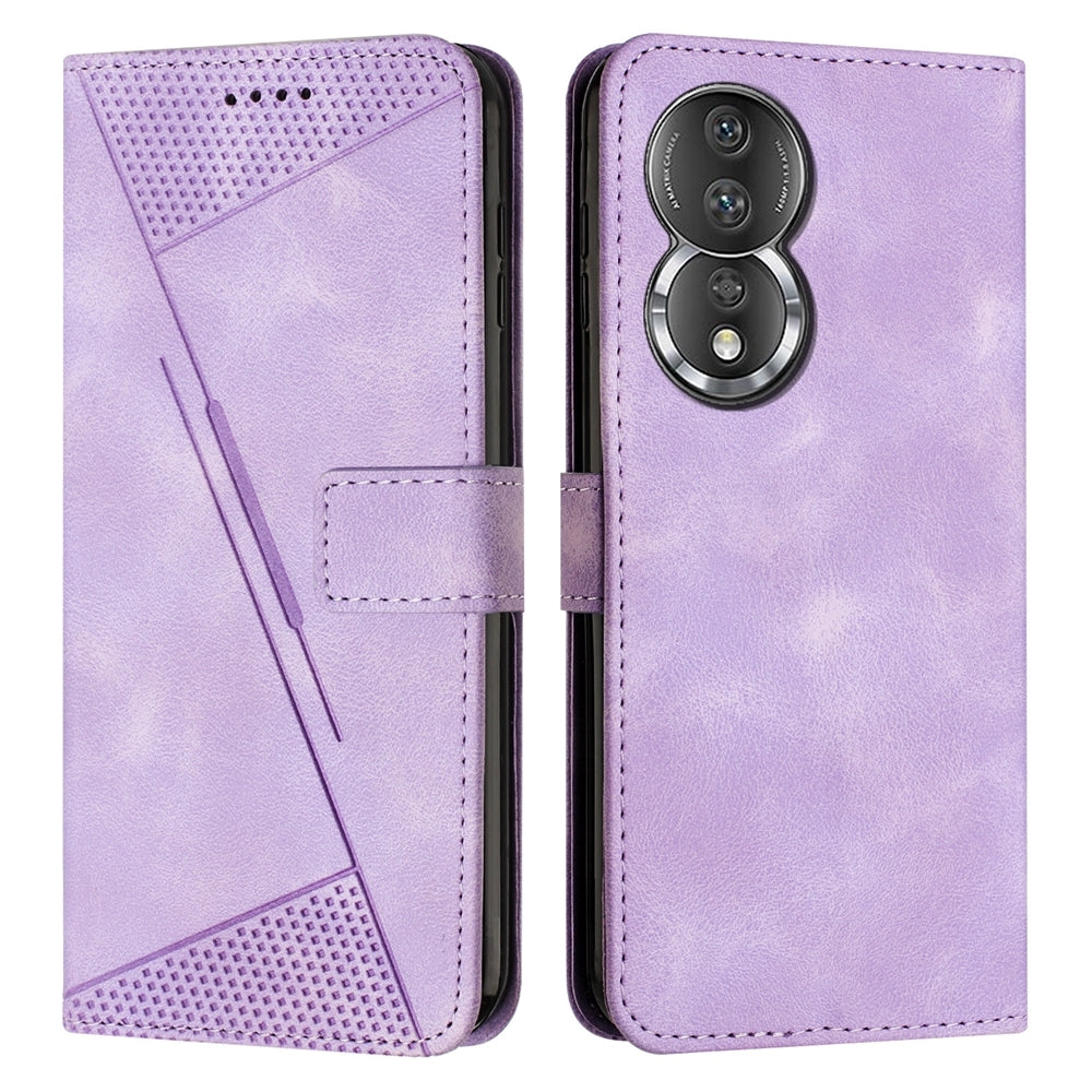 Honor 80 Dream Triangle Leather Wallet Phone Case with Lanyard, Card Slot, Cash Compartment, Foldable Kickstand, Shockproof PU TPU Protective Cover