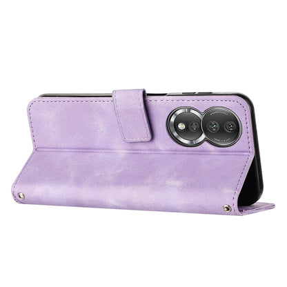 Honor 80 Dream Triangle Leather Wallet Phone Case with Lanyard, Card Slot, Cash Compartment, Foldable Kickstand, Shockproof PU TPU Protective Cover