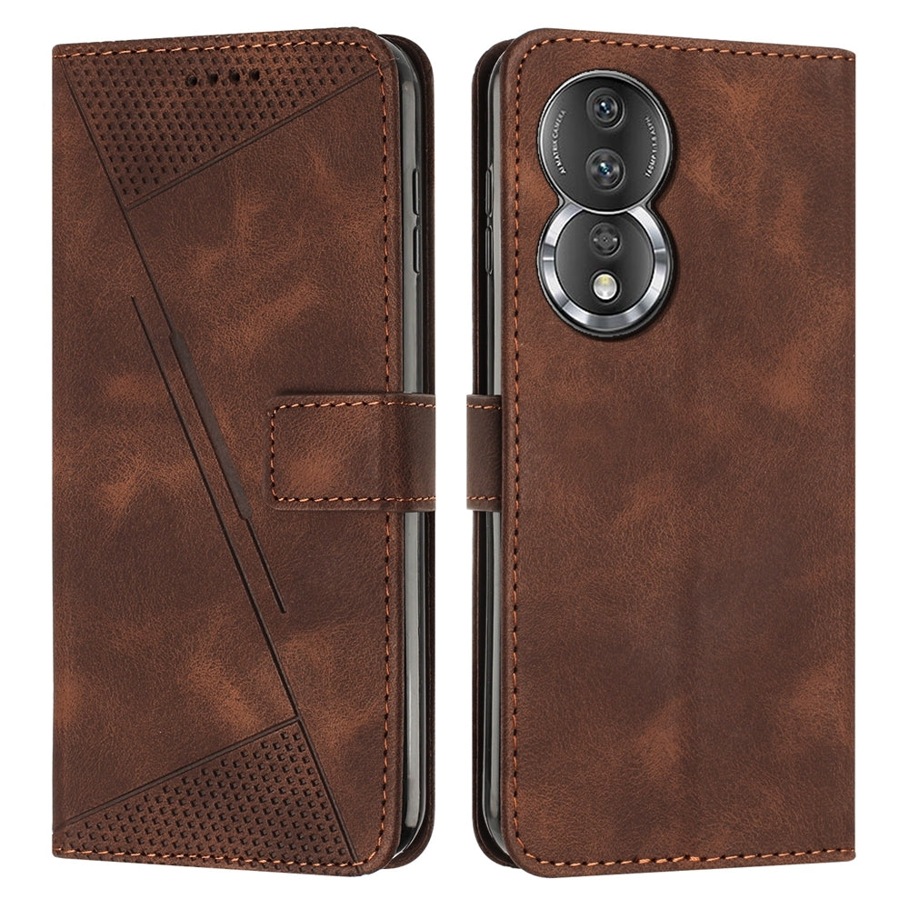Honor 80 Dream Triangle Leather Wallet Phone Case with Lanyard, Card Slot, Cash Compartment, Foldable Kickstand, Shockproof PU TPU Protective Cover