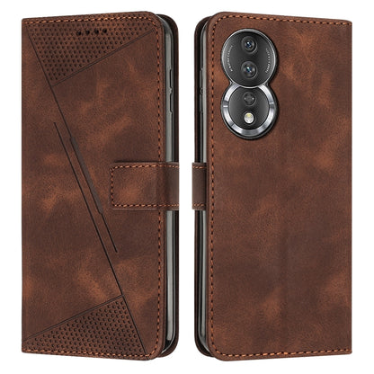 Honor 80 Dream Triangle Leather Wallet Phone Case with Lanyard, Card Slot, Cash Compartment, Foldable Kickstand, Shockproof PU TPU Protective Cover