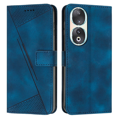 Honor 90 Dream Triangle Leather Wallet Phone Case with Lanyard, Card Slot, Cash Compartment, Foldable Kickstand, Shockproof PU TPU Protective Cover