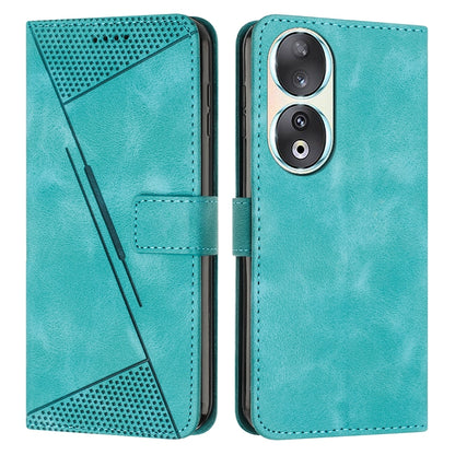 Honor 90 Dream Triangle Leather Wallet Phone Case with Lanyard, Card Slot, Cash Compartment, Foldable Kickstand, Shockproof PU TPU Protective Cover