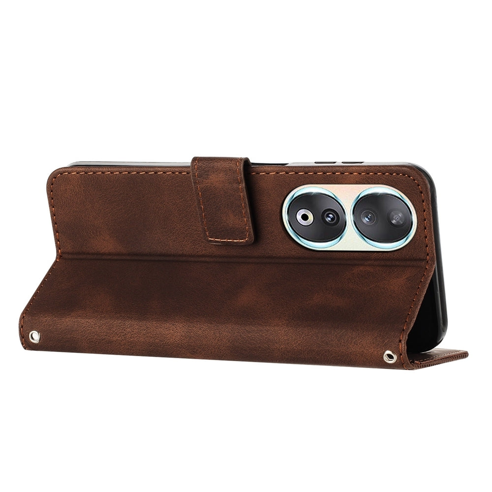 Honor 90 Dream Triangle Leather Wallet Phone Case with Lanyard, Card Slot, Cash Compartment, Foldable Kickstand, Shockproof PU TPU Protective Cover