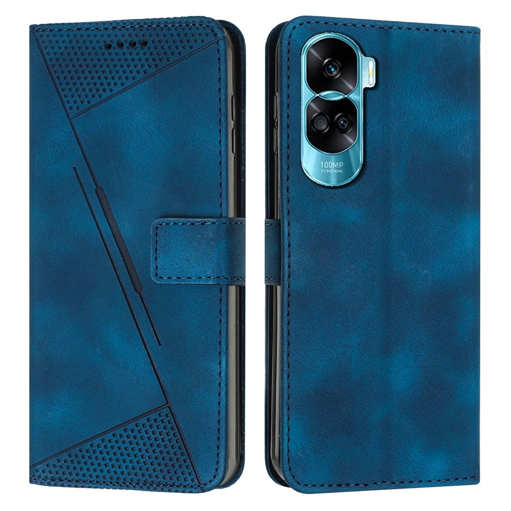 Honor 90 Lite Dream Triangle Leather Wallet Phone Case with Lanyard, Card Slot, Cash Compartment, Foldable Kickstand, Shockproof PU TPU Protective Cover
