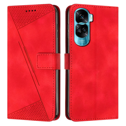 Honor 90 Lite Dream Triangle Leather Wallet Phone Case with Lanyard, Card Slot, Cash Compartment, Foldable Kickstand, Shockproof PU TPU Protective Cover