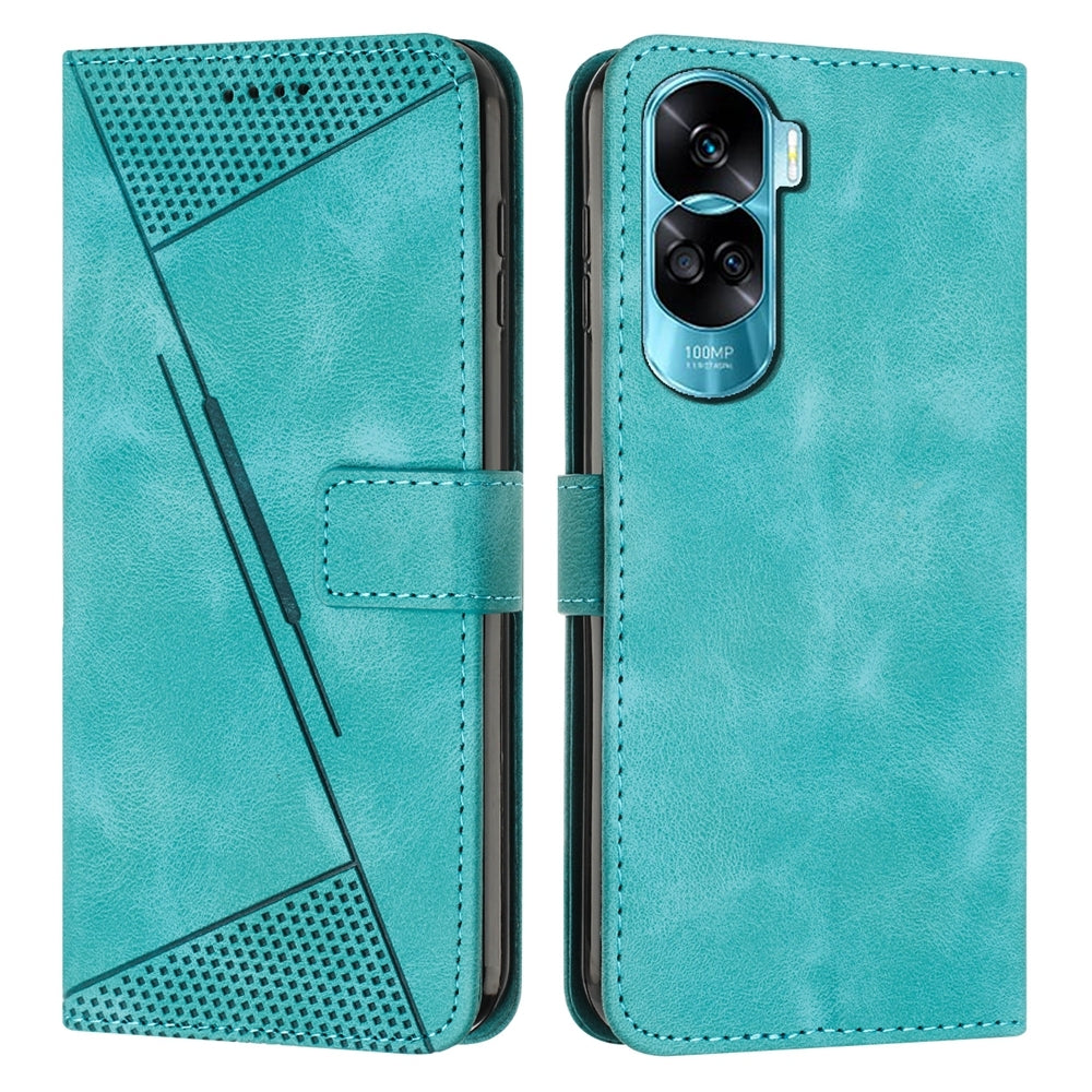 Honor 90 Lite Dream Triangle Leather Wallet Phone Case with Lanyard, Card Slot, Cash Compartment, Foldable Kickstand, Shockproof PU TPU Protective Cover