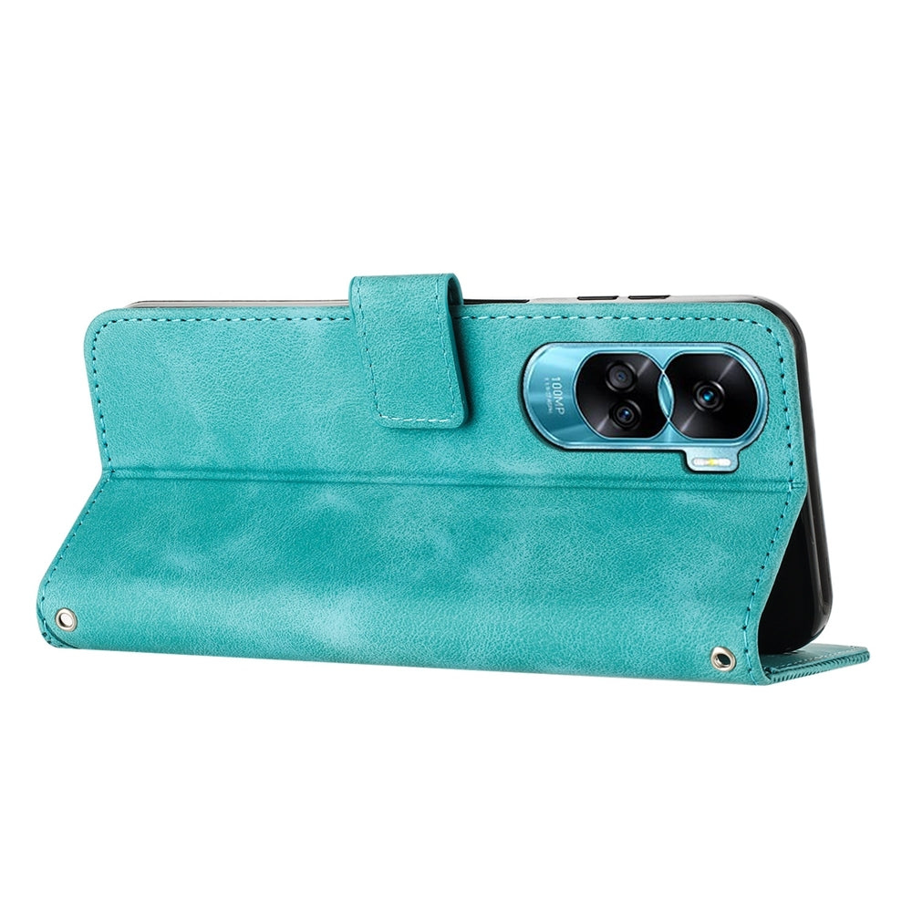 Honor 90 Lite Dream Triangle Leather Wallet Phone Case with Lanyard, Card Slot, Cash Compartment, Foldable Kickstand, Shockproof PU TPU Protective Cover