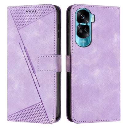 Honor 90 Lite Dream Triangle Leather Wallet Phone Case with Lanyard, Card Slot, Cash Compartment, Foldable Kickstand, Shockproof PU TPU Protective Cover
