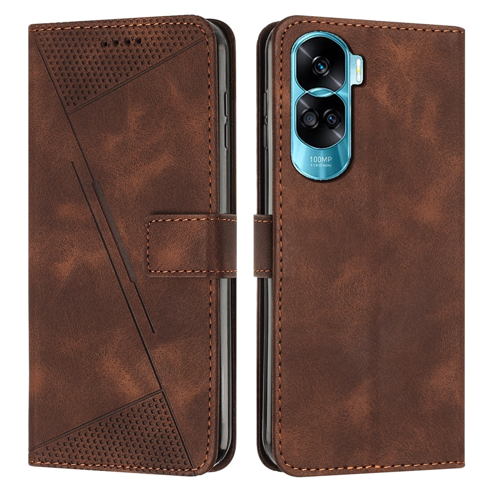 Honor 90 Lite Dream Triangle Leather Wallet Phone Case with Lanyard, Card Slot, Cash Compartment, Foldable Kickstand, Shockproof PU TPU Protective Cover