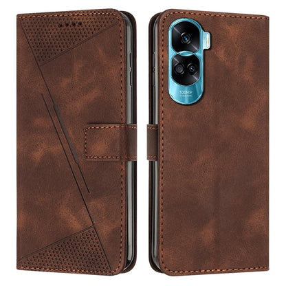 Honor 90 Lite Dream Triangle Leather Wallet Phone Case with Lanyard, Card Slot, Cash Compartment, Foldable Kickstand, Shockproof PU TPU Protective Cover