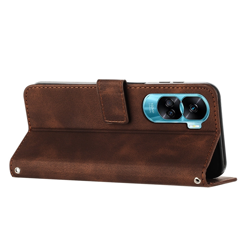 Honor 90 Lite Dream Triangle Leather Wallet Phone Case with Lanyard, Card Slot, Cash Compartment, Foldable Kickstand, Shockproof PU TPU Protective Cover