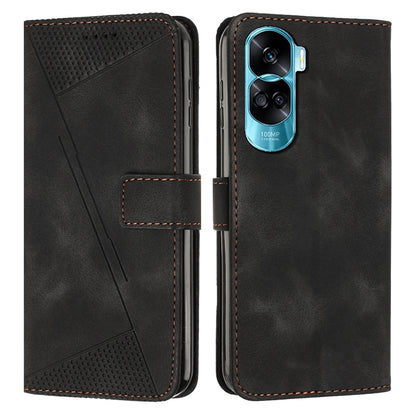 Honor 90 Lite Dream Triangle Leather Wallet Phone Case with Lanyard, Card Slot, Cash Compartment, Foldable Kickstand, Shockproof PU TPU Protective Cover