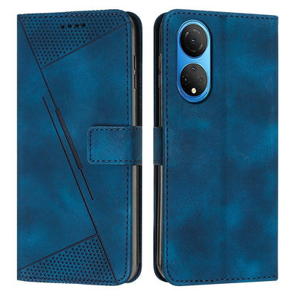 Honor X7 4G Dream Triangle Leather Wallet Phone Case with Lanyard, Card Slot, Cash Compartment, Foldable Kickstand, Shockproof PU TPU Protective Cover