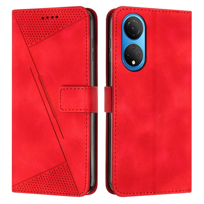 Honor X7 4G Dream Triangle Leather Wallet Phone Case with Lanyard, Card Slot, Cash Compartment, Foldable Kickstand, Shockproof PU TPU Protective Cover
