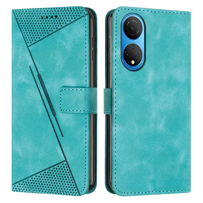 Honor X7 4G Dream Triangle Leather Wallet Phone Case with Lanyard, Card Slot, Cash Compartment, Foldable Kickstand, Shockproof PU TPU Protective Cover