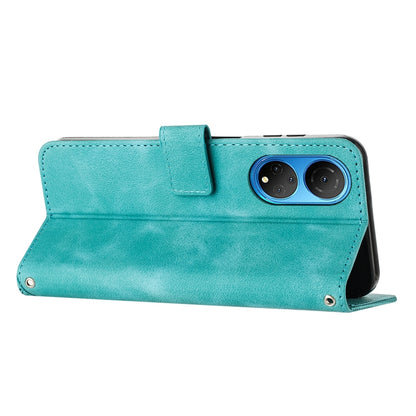 Honor X7 4G Dream Triangle Leather Wallet Phone Case with Lanyard, Card Slot, Cash Compartment, Foldable Kickstand, Shockproof PU TPU Protective Cover