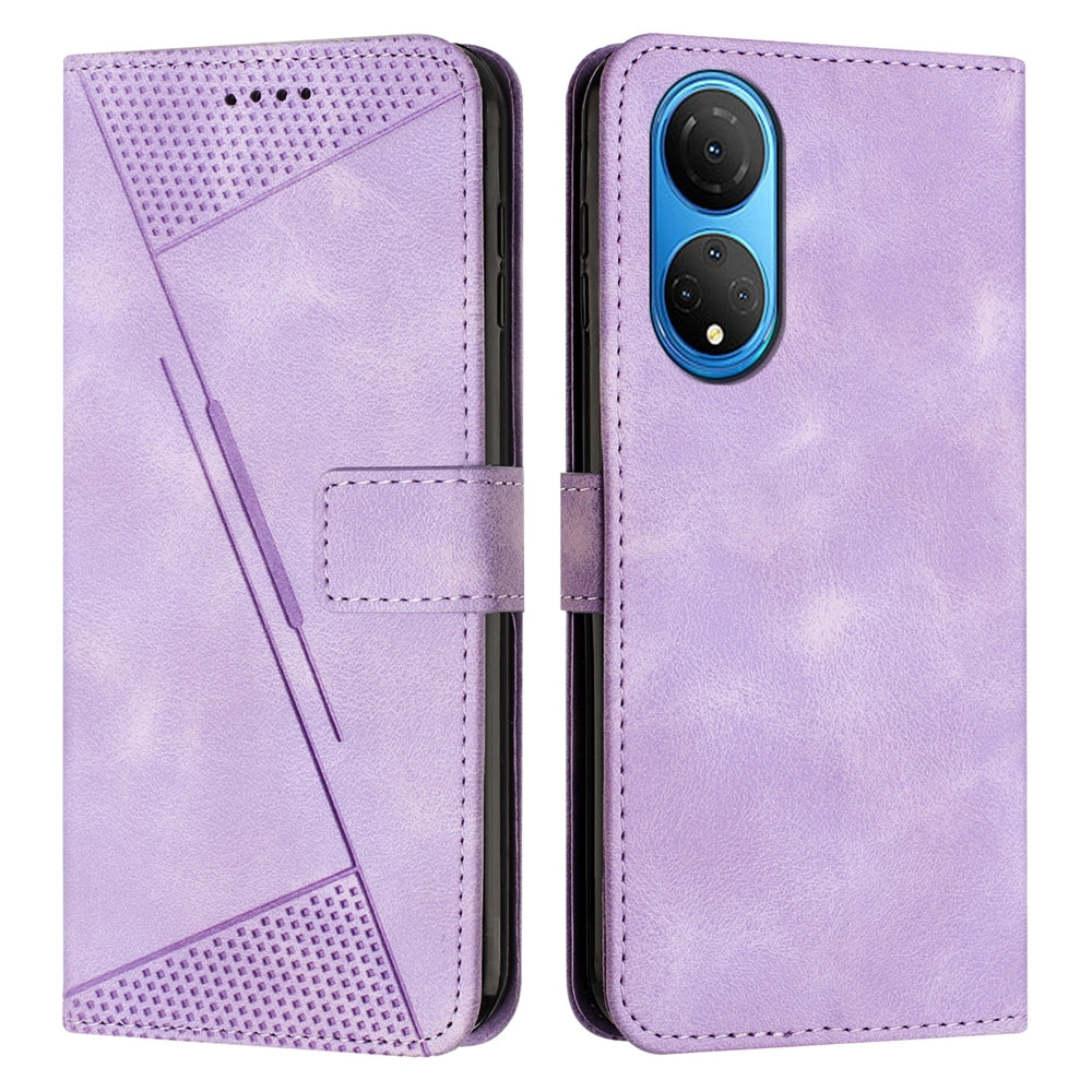 Honor X7 4G Dream Triangle Leather Wallet Phone Case with Lanyard, Card Slot, Cash Compartment, Foldable Kickstand, Shockproof PU TPU Protective Cover