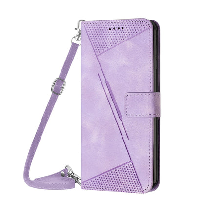 Honor X7 4G Dream Triangle Leather Wallet Phone Case with Lanyard, Card Slot, Cash Compartment, Foldable Kickstand, Shockproof PU TPU Protective Cover