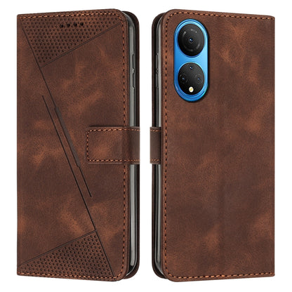 Honor X7 4G Dream Triangle Leather Wallet Phone Case with Lanyard, Card Slot, Cash Compartment, Foldable Kickstand, Shockproof PU TPU Protective Cover