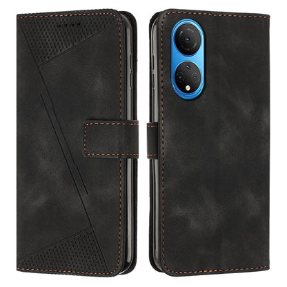 Honor X7 4G Dream Triangle Leather Wallet Phone Case with Lanyard, Card Slot, Cash Compartment, Foldable Kickstand, Shockproof PU TPU Protective Cover