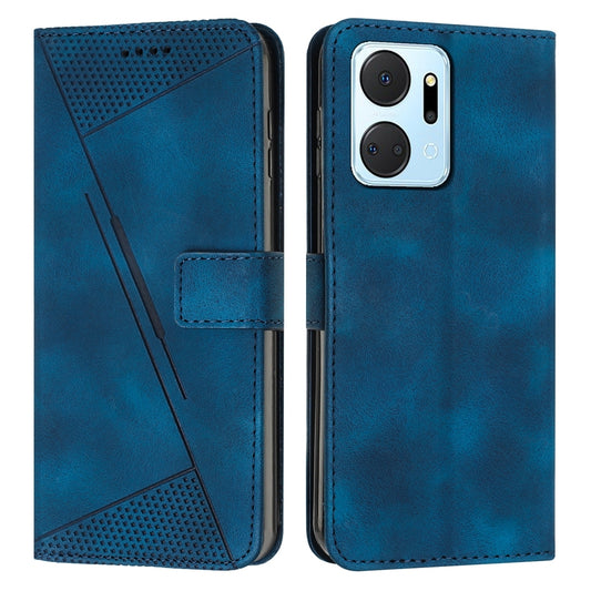 Honor X7a Dream Triangle Leather Wallet Phone Case with Lanyard, Card Slot, Cash Compartment, Foldable Kickstand, Shockproof PU TPU Protective Cover